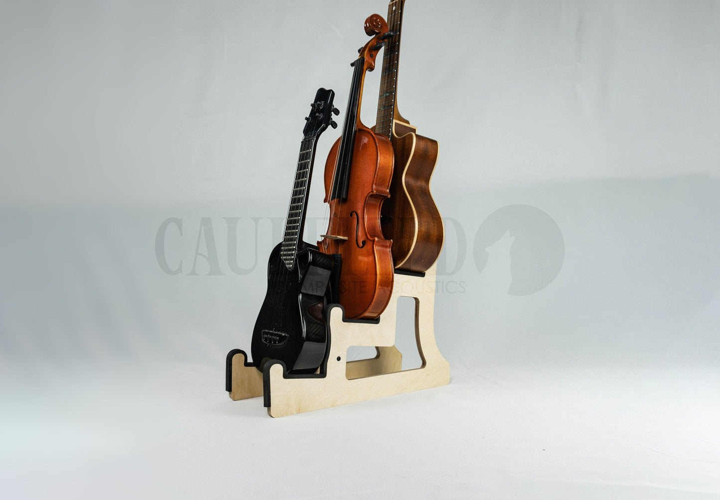 Custom Triple Decker Ukulele Stand - Caulfield Composites Standard Dimensions Natural Birch