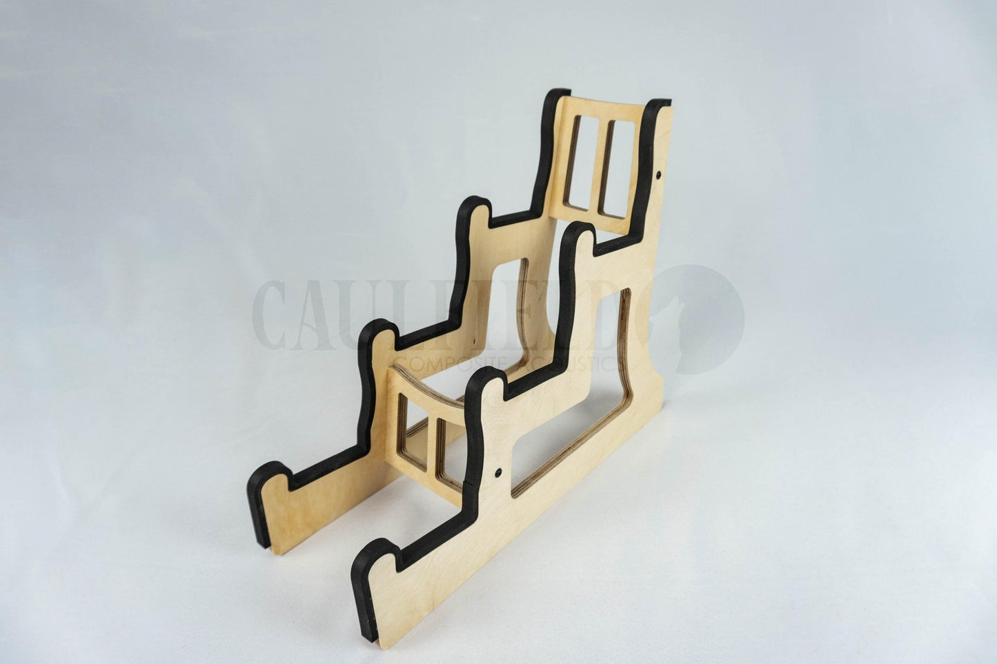Custom Triple Decker Ukulele Stand - Caulfield Composites Standard Dimensions Natural Birch