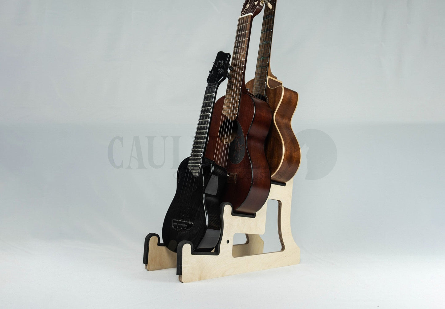 Custom Triple Decker Ukulele Stand - Caulfield Composites Standard Dimensions Natural Birch