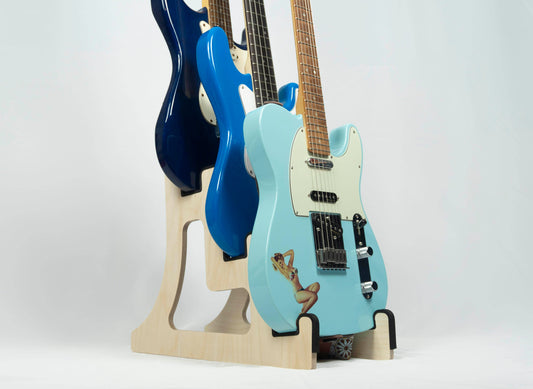 Triple Decker Musical Instrument Stand, Customisable for Guitar and more, Made In Ireland, 3/Three Guitar Stand, Holder