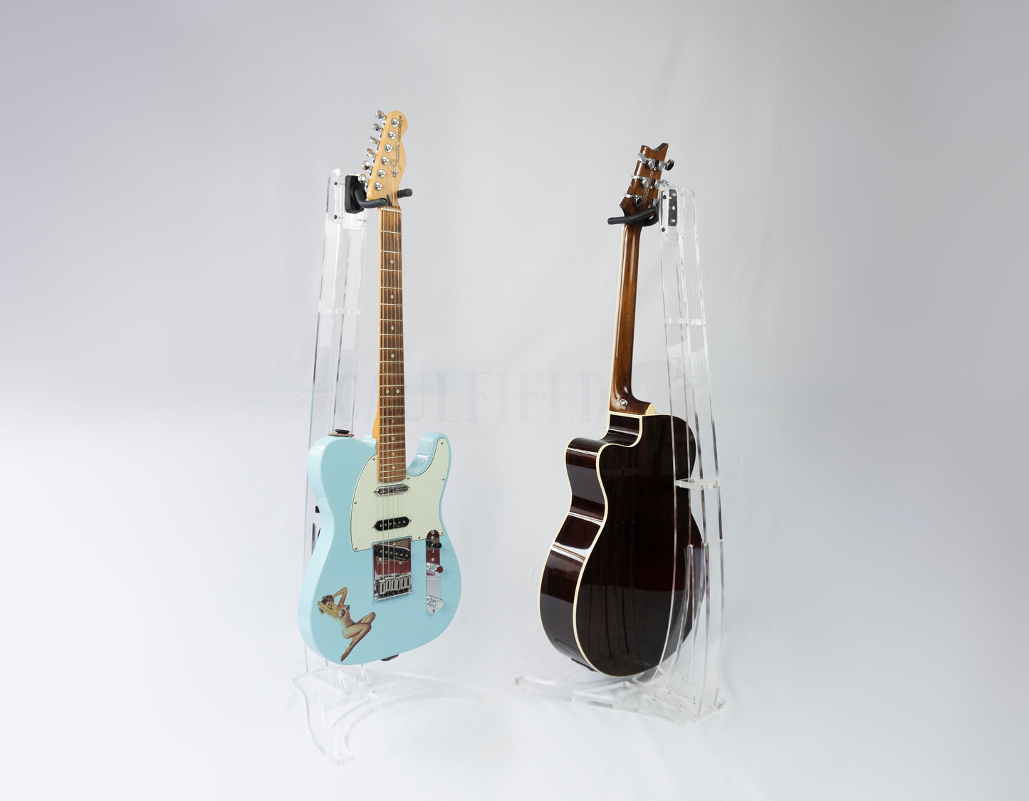 Transparent Guitar Hanging Stand - Bulletproof Polymer Glass, Made to order, Ireland