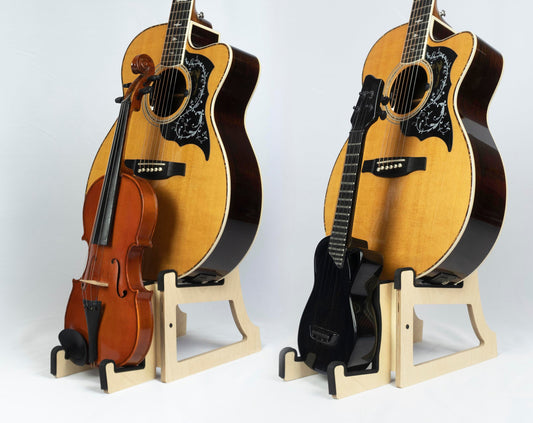 Double Decker Ukulele + Guitar Stand, Customisable for Two / 2 Ukes, Mandolin, Violin and more, Made In Ireland