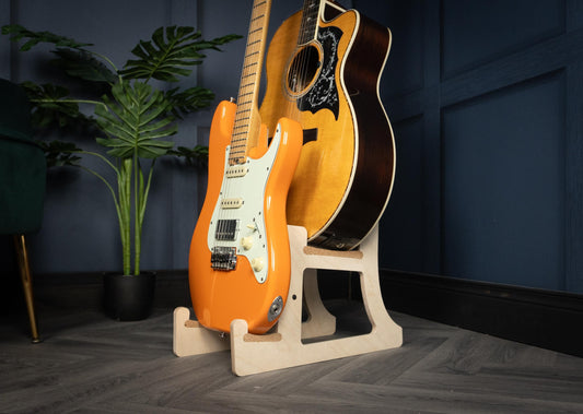 Double Decker Musical Instrument Stand, Customisable for Two / 2 Guitars and more, Made In Ireland, Cork Padding