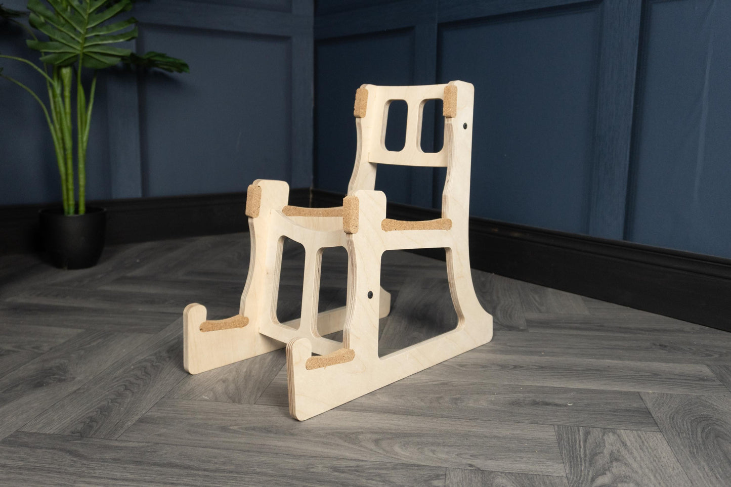 Double Decker Musical Instrument Stand, Customisable for Two / 2 Guitars and more, Made In Ireland, Cork Padding