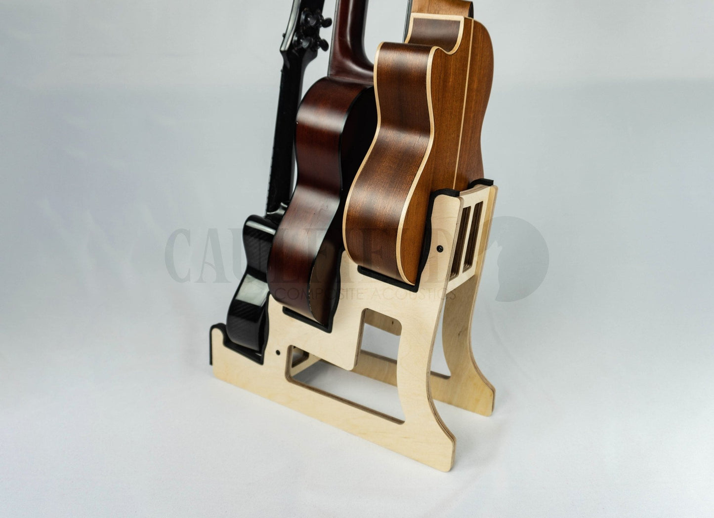 Custom Triple Decker Ukulele Stand - Caulfield Composites Standard Dimensions Natural Birch