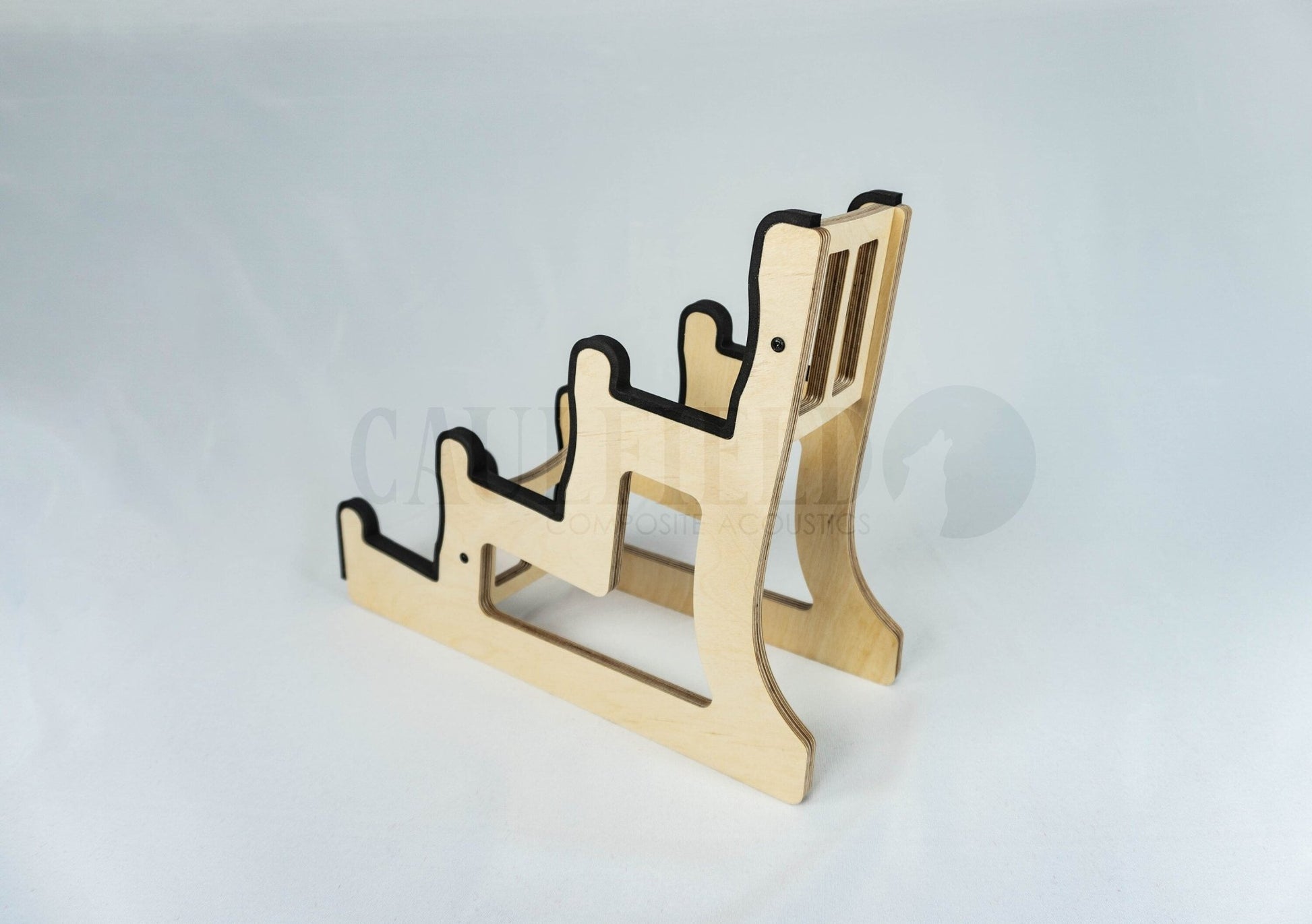 Custom Triple Decker Ukulele Stand - Caulfield Composites Standard Dimensions Natural Birch