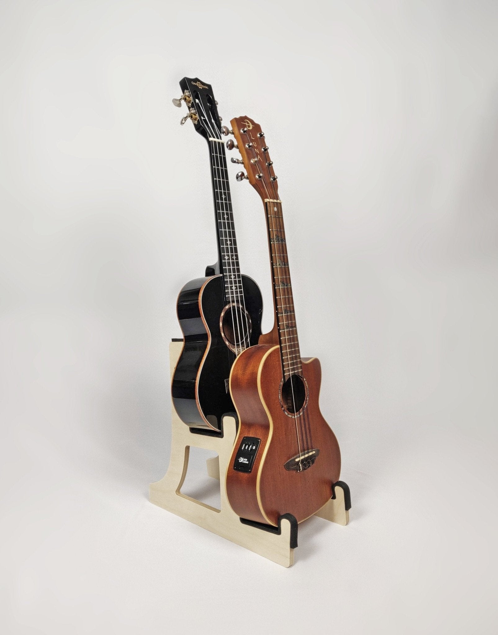 Double Decker Ukulele Stand, Customisable for Two/2 Ukes, Mandolin, Violin and more, Made In Ireland - Caulfield Composites Standard Natural Birch