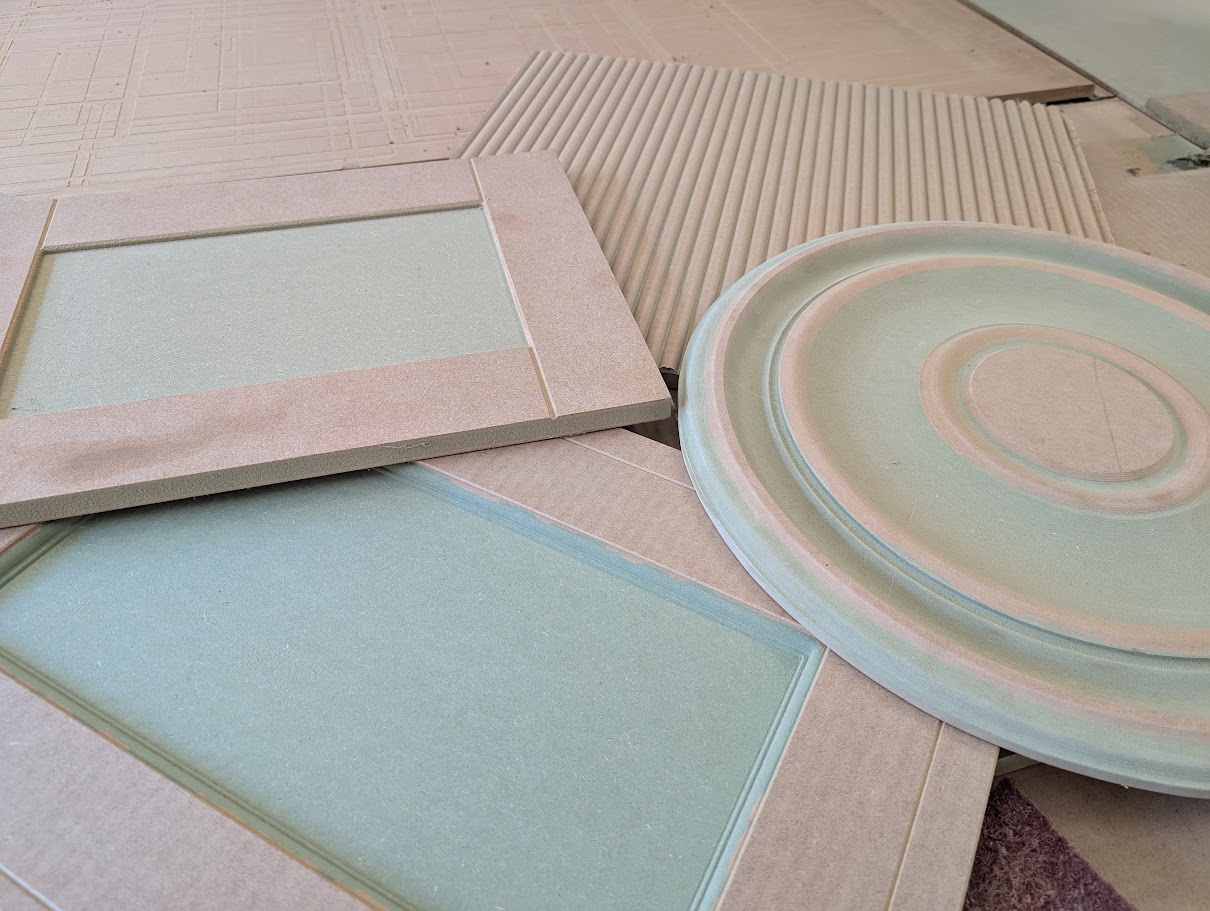 CNC routed MDF samples — shaker frames and profiles